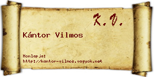 Kántor Vilmos névjegykártya